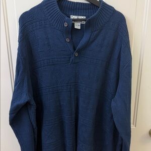 Men's Navy Zip-Front Textured Knit Sweater